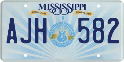 MS license plate AJH582