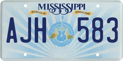 MS license plate AJH583