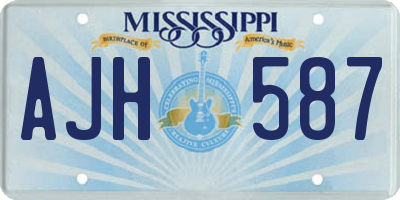 MS license plate AJH587