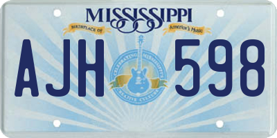 MS license plate AJH598