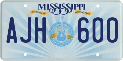 MS license plate AJH600