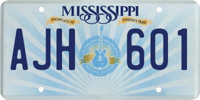 MS license plate AJH601