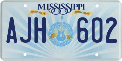 MS license plate AJH602