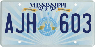 MS license plate AJH603