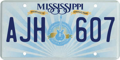MS license plate AJH607