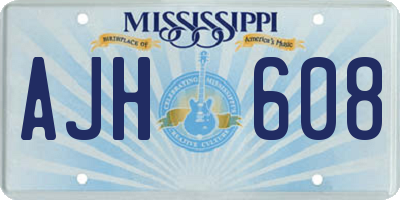 MS license plate AJH608