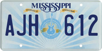 MS license plate AJH612