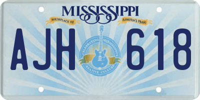 MS license plate AJH618