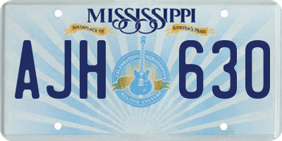 MS license plate AJH630
