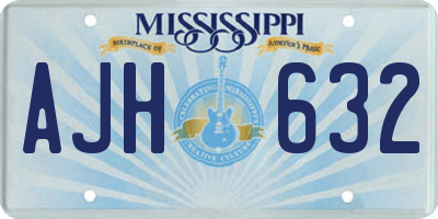 MS license plate AJH632