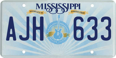 MS license plate AJH633