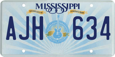 MS license plate AJH634