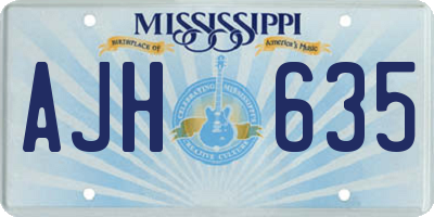 MS license plate AJH635