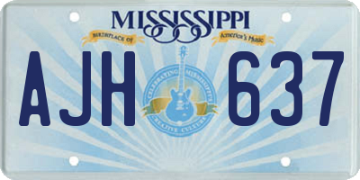 MS license plate AJH637