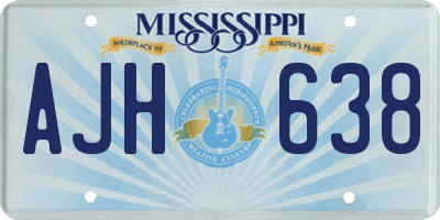 MS license plate AJH638
