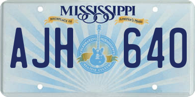 MS license plate AJH640