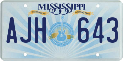 MS license plate AJH643