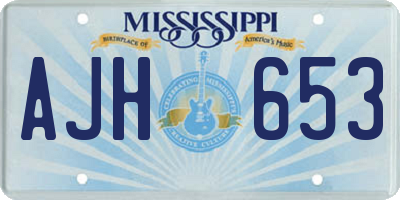 MS license plate AJH653