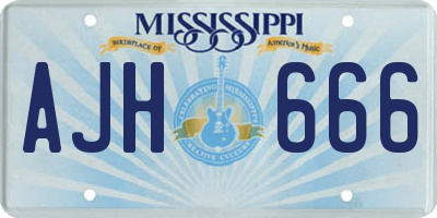 MS license plate AJH666