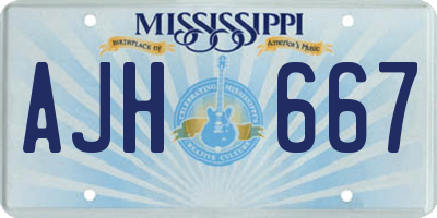 MS license plate AJH667