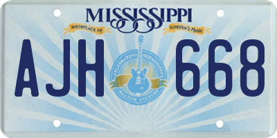 MS license plate AJH668