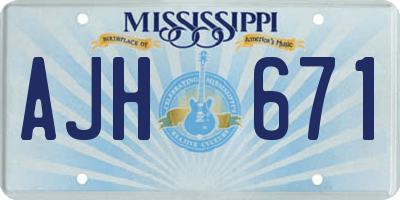 MS license plate AJH671