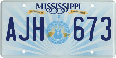 MS license plate AJH673