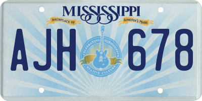 MS license plate AJH678