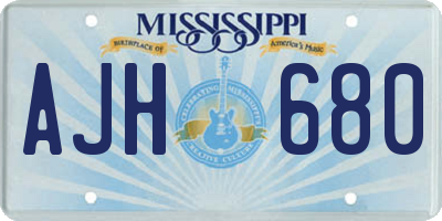 MS license plate AJH680