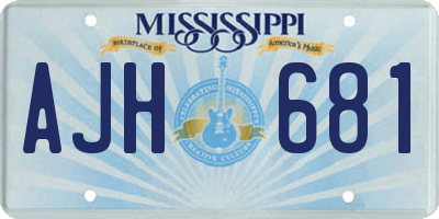 MS license plate AJH681