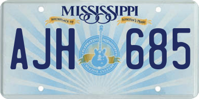 MS license plate AJH685