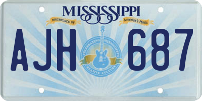 MS license plate AJH687