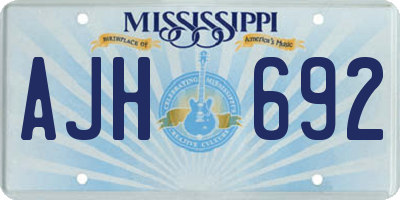 MS license plate AJH692
