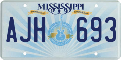 MS license plate AJH693