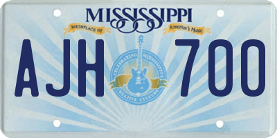 MS license plate AJH700