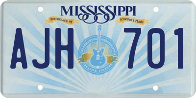 MS license plate AJH701