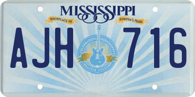 MS license plate AJH716