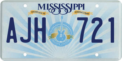 MS license plate AJH721