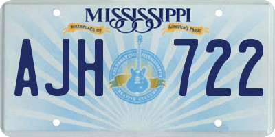 MS license plate AJH722
