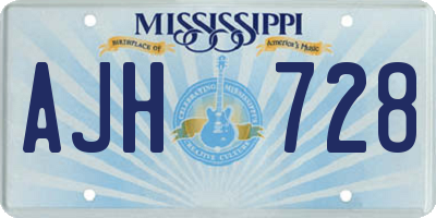 MS license plate AJH728