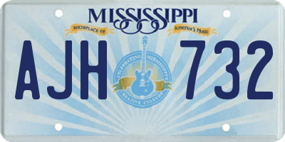 MS license plate AJH732
