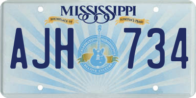 MS license plate AJH734