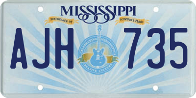 MS license plate AJH735