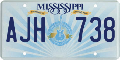 MS license plate AJH738