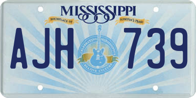 MS license plate AJH739