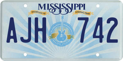 MS license plate AJH742
