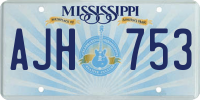 MS license plate AJH753