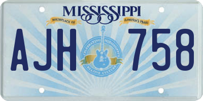 MS license plate AJH758