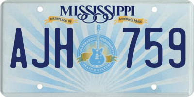 MS license plate AJH759
