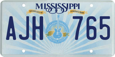 MS license plate AJH765